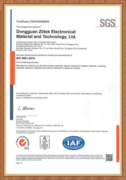 Cina Dongguan Ziitek Electronical Material and Technology Ltd. Certificazioni